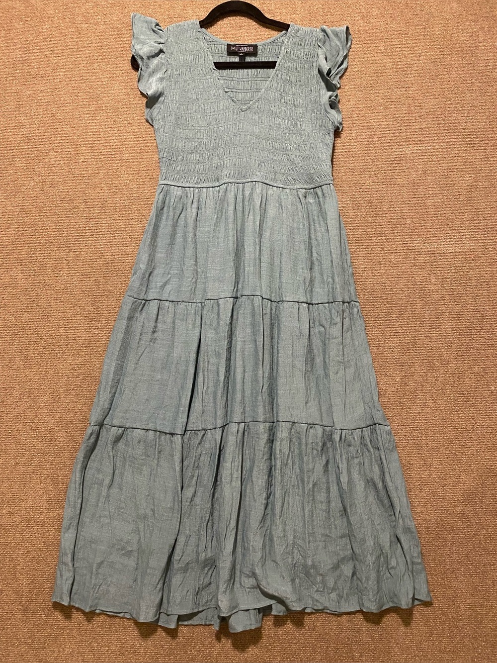 Sweet Wanderer Sage GreenTiered Maxi Dress with Ruffle Sleeves